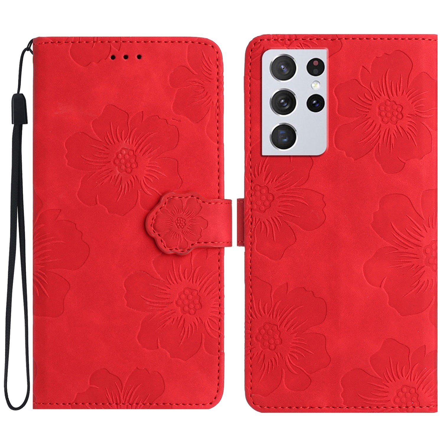 Cell Phone Cover Shell for Samsung Galaxy S21 Ultra 5G Stand Flowers Imprinted PU Leather Wallet Case Cell Phone Cover Shell for Samsung Galaxy S21 Ultra 5G Stand Flowers Imprinted PU Leather Wallet Case